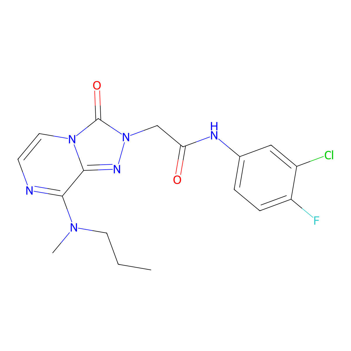N-(3-chloro-4-fluorophenyl)-2-{8-[methyl(propyl)amino]-3-oxo-2H,3H-[1,2,4]triazolo[4,3-a]pyrazin-2-yl}acetamide molecular structure, CAS 1251599-38-8