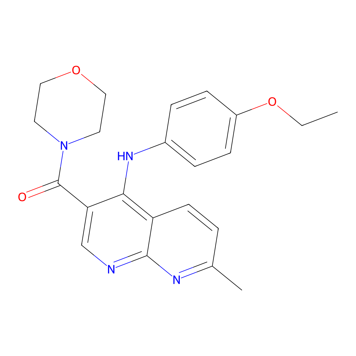 (4-((4-Ethoxyphenyl)amino)-7-methyl-1,8-naphthyridin-3-yl)(morpholino)methanone molecular structure, CAS 1251599-39-9