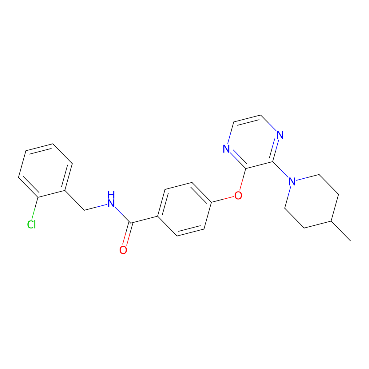 N-[(2-chlorophenyl)methyl]-4-{[3-(4-methylpiperidin-1-yl)pyrazin-2-yl]oxy}benzamide molecular structure, CAS 1251599-45-7