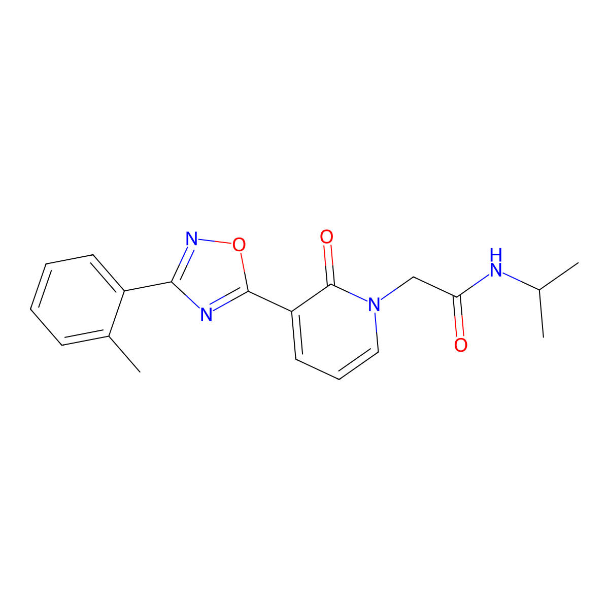 N-isopropyl-2-(2-oxo-3-(3-(o-tolyl)-1,2,4-oxadiazol-5-yl)pyridin-1(2H)-yl)acetamide molecular structure, CAS 1251599-50-4