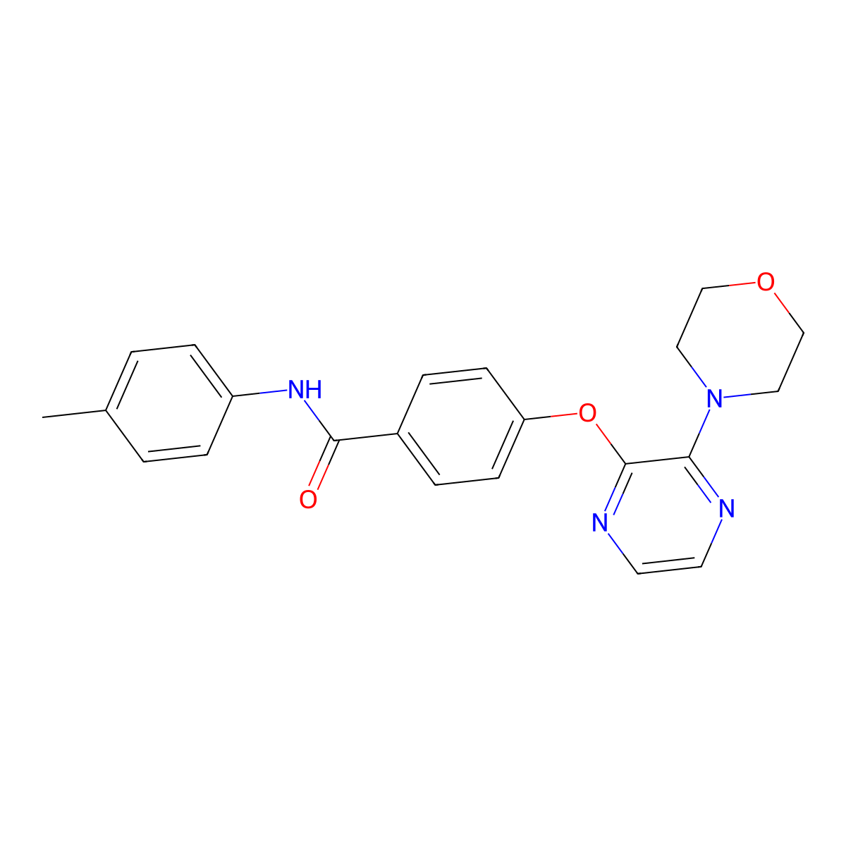 N-(4-methylphenyl)-4-{[3-(morpholin-4-yl)pyrazin-2-yl]oxy}benzamide molecular structure, CAS 1251599-51-5