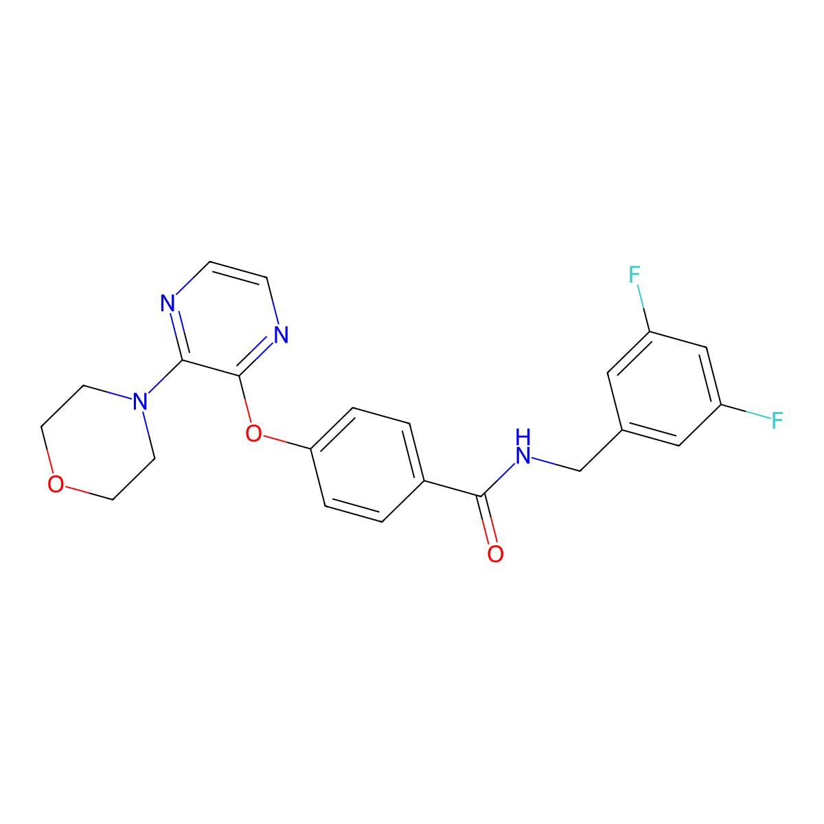 N-(3,5-difluorobenzyl)-4-((3-morpholinopyrazin-2-yl)oxy)benzamide molecular structure, CAS 1251599-56-0
