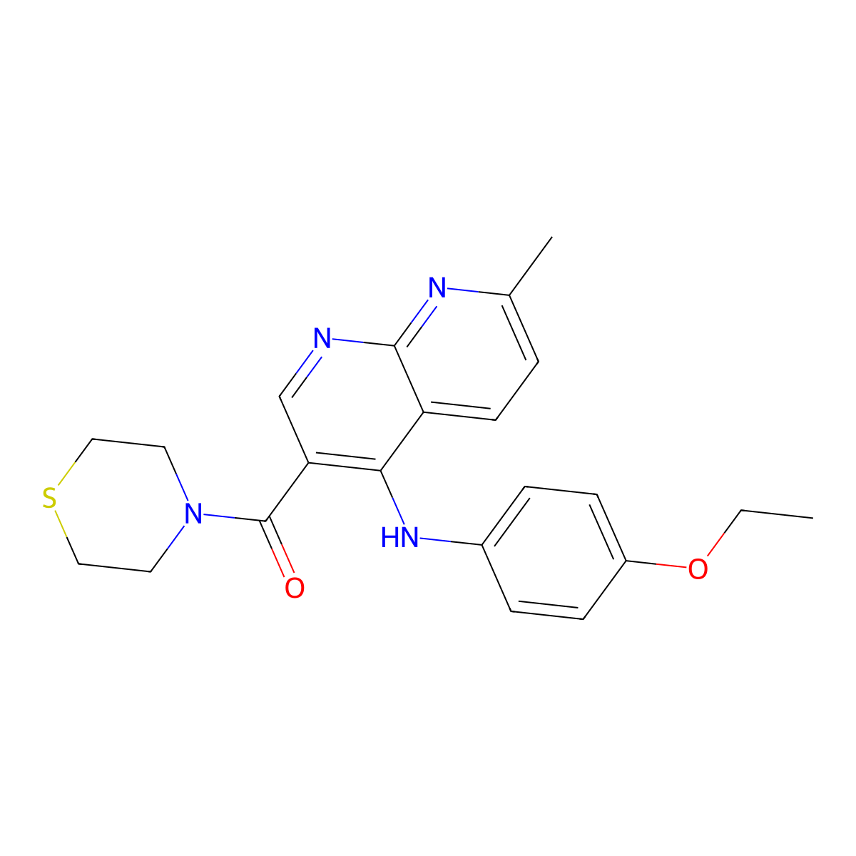 (4-((4-Ethoxyphenyl)amino)-7-methyl-1,8-naphthyridin-3-yl)(thiomorpholino)methanone molecular structure, CAS 1251599-60-6