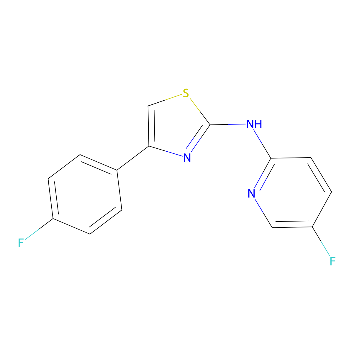 5-fluoro-N-[4-(4-fluorophenyl)-1,3-thiazol-2-yl]pyridin-2-amine molecular structure, CAS 1251599-64-0