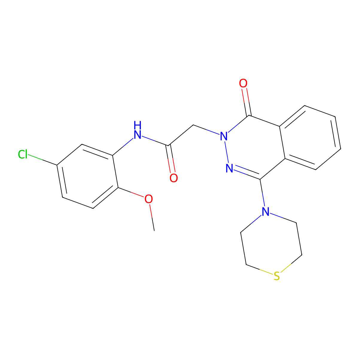 N-(5-chloro-2-methoxyphenyl)-2-[1-oxo-4-(thiomorpholin-4-yl)-1,2-dihydrophthalazin-2-yl]acetamide molecular structure, CAS 1251599-72-0
