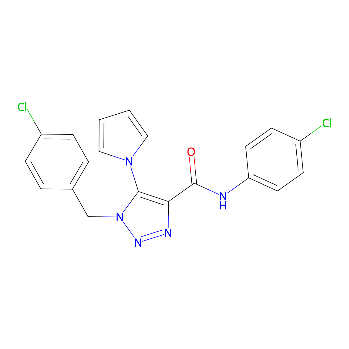 1-(4-chlorobenzyl)-N~4~-(4-chlorophenyl)-5-(1H-pyrrol-1-yl)-1H-1,2,3-triazole-4-carboxamide molecular structure, CAS 1251599-73-1