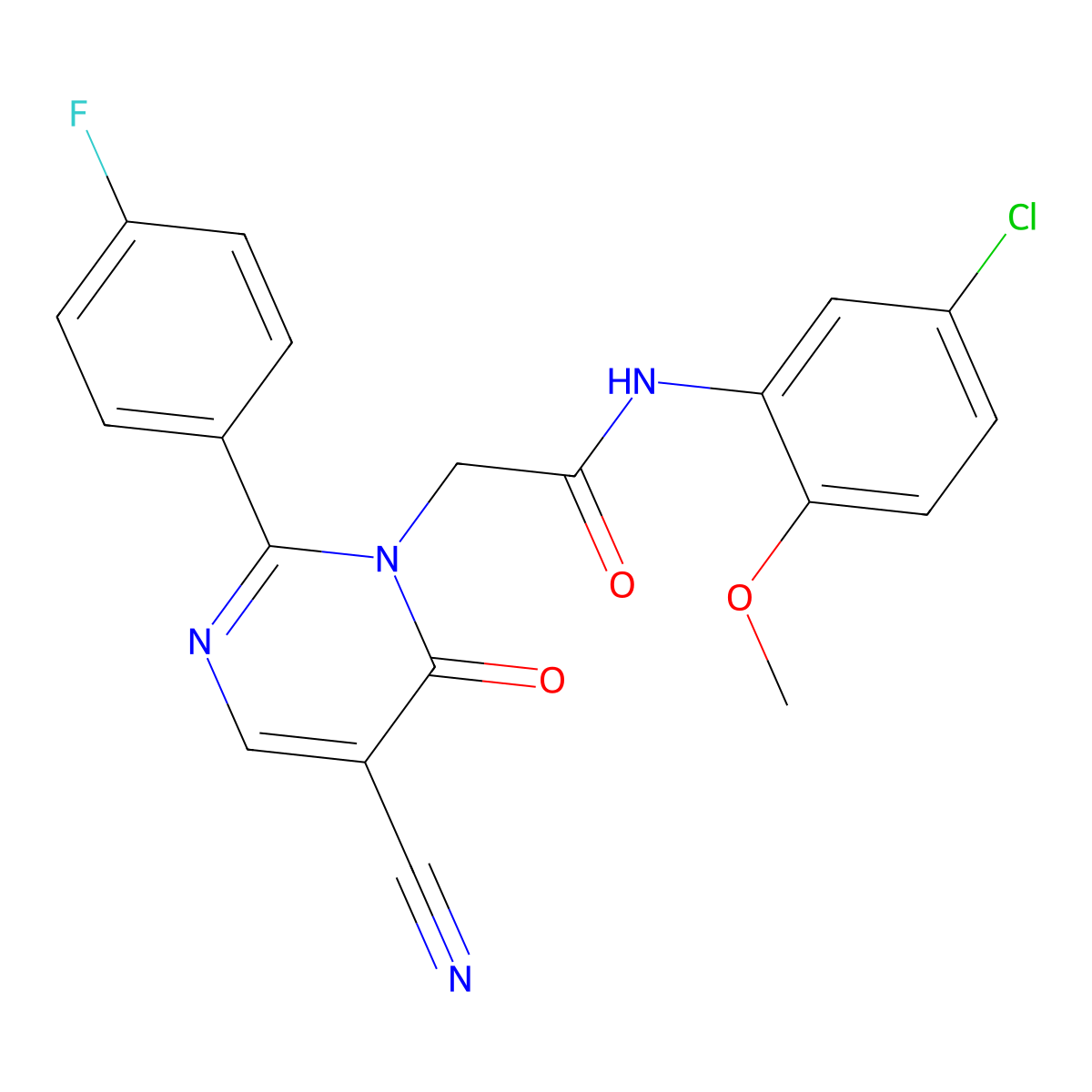 N-(5-chloro-2-methoxyphenyl)-2-(5-cyano-2-(4-fluorophenyl)-6-oxopyrimidin-1(6H)-yl)acetamide molecular structure, CAS 1251599-83-3