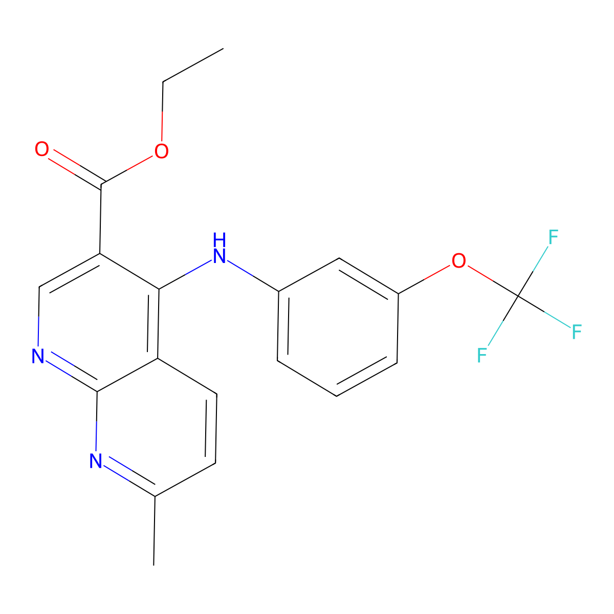 Ethyl 7-methyl-4-{[3-(trifluoromethoxy)phenyl]amino}-1,8-naphthyridine-3-carboxylate molecular structure, CAS 1251599-86-6