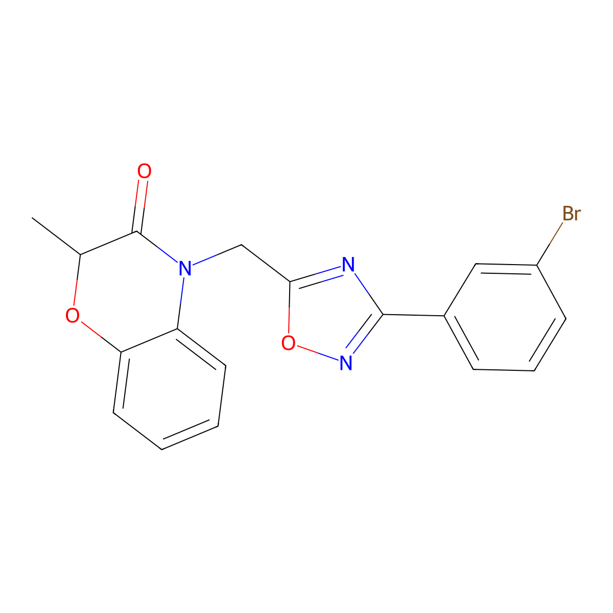 4-{[3-(3-bromophenyl)-1,2,4-oxadiazol-5-yl]methyl}-2-methyl-2H-1,4-benzoxazin-3(4H)-one molecular structure, CAS 1251599-92-4
