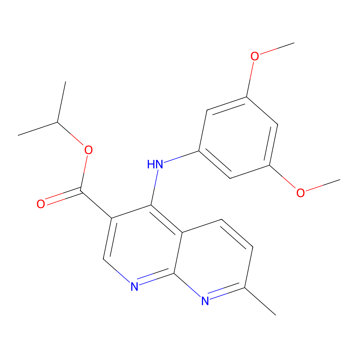 Propan-2-yl 4-[(3,5-dimethoxyphenyl)amino]-7-methyl-1,8-naphthyridine-3-carboxylate molecular structure, CAS 1251599-95-7