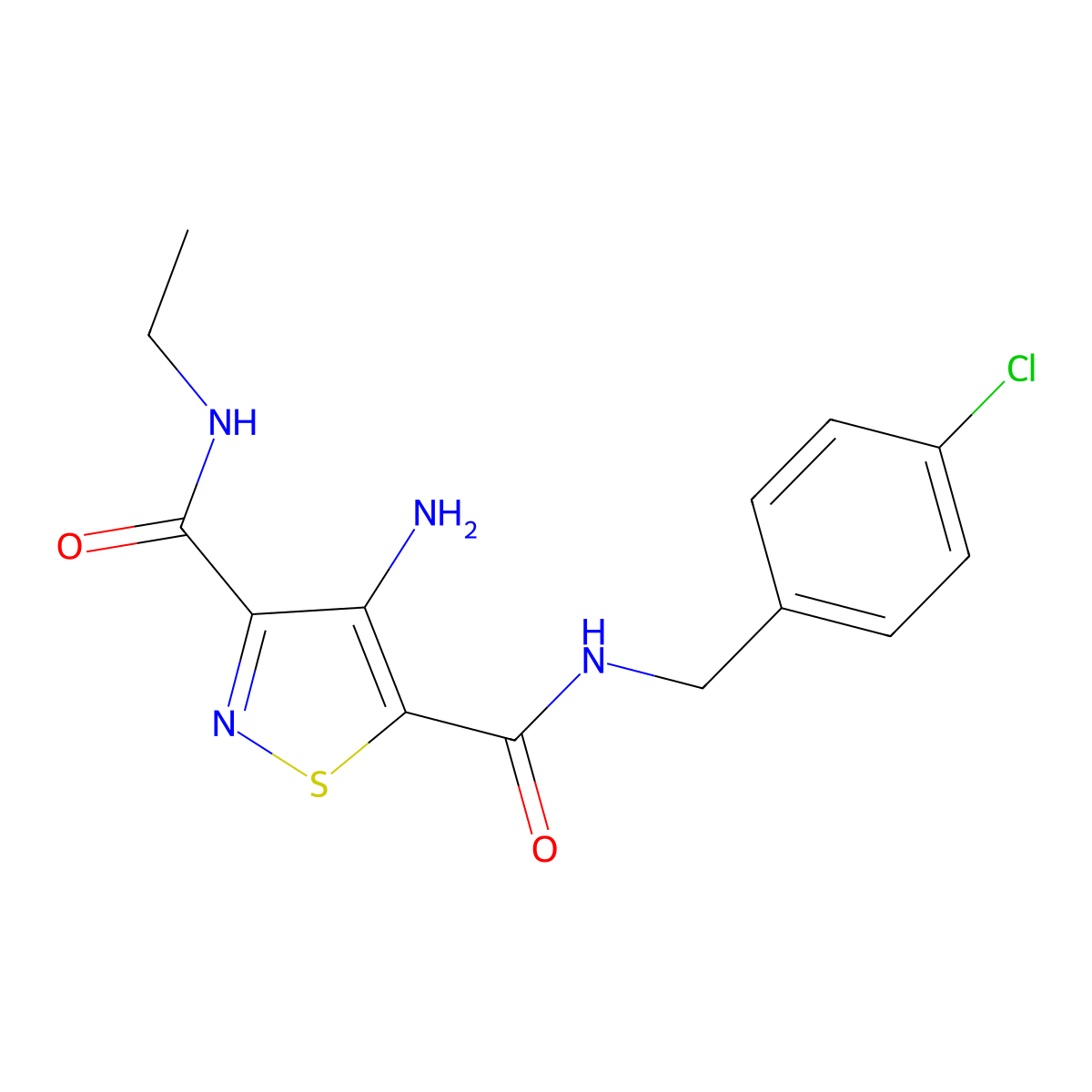 4-amino-N5-(4-chlorobenzyl)-N3-ethylisothiazole-3,5-dicarboxamide molecular structure, CAS 1251600-00-6