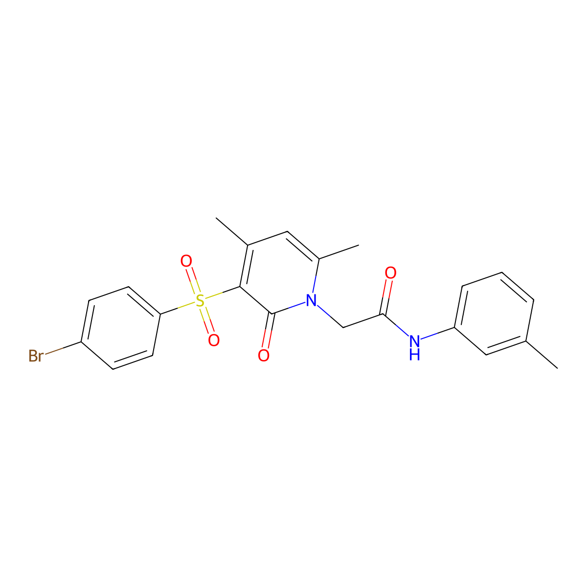 2-(3-((4-bromophenyl)sulfonyl)-4,6-dimethyl-2-oxopyridin-1(2H)-yl)-N-(m-tolyl)acetamide molecular structure, CAS 1251600-02-8