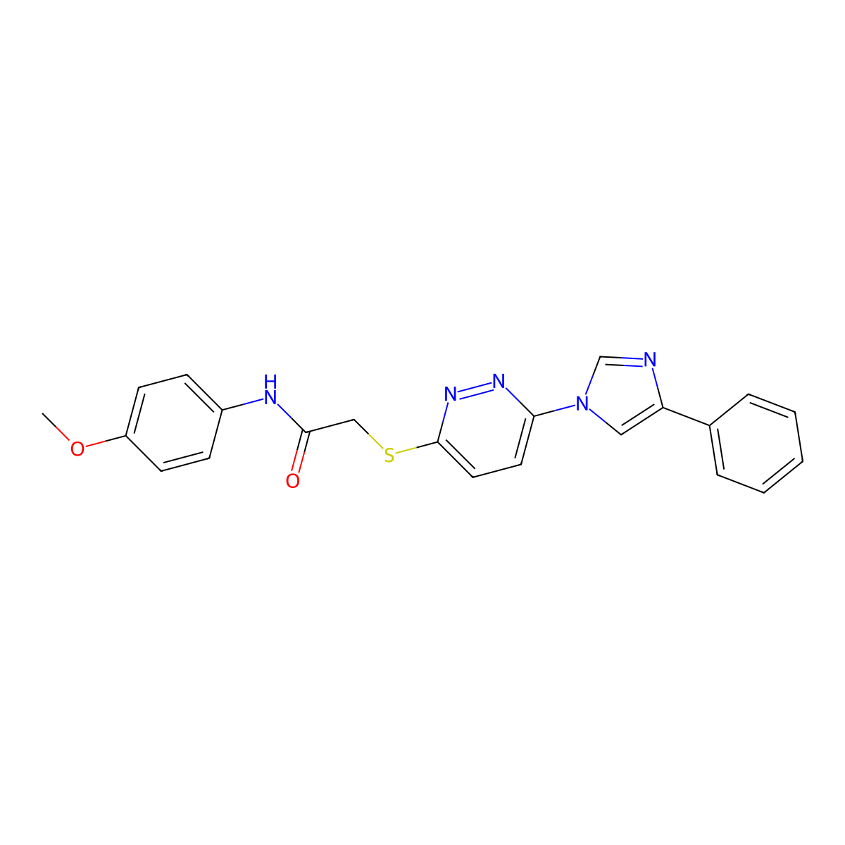 N-(4-methoxyphenyl)-2-((6-(4-phenyl-1H-imidazol-1-yl)pyridazin-3-yl)thio)acetamide molecular structure, CAS 1251600-07-3