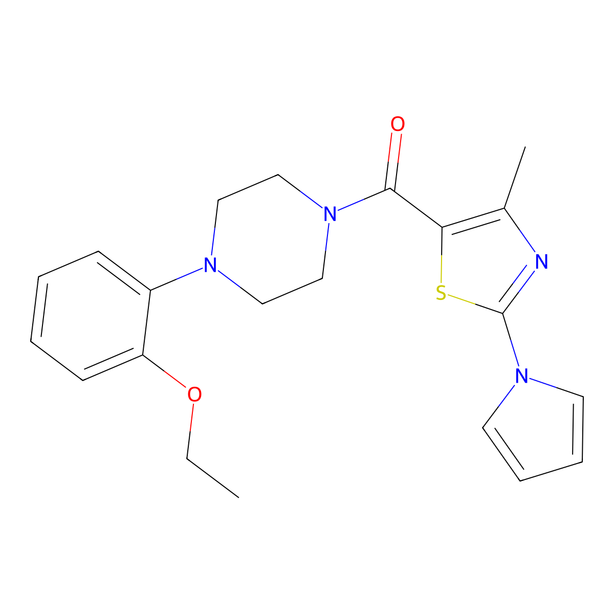 (4-(2-ethoxyphenyl)piperazin-1-yl)(4-methyl-2-(1H-pyrrol-1-yl)thiazol-5-yl)methanone molecular structure, CAS 1251600-14-2