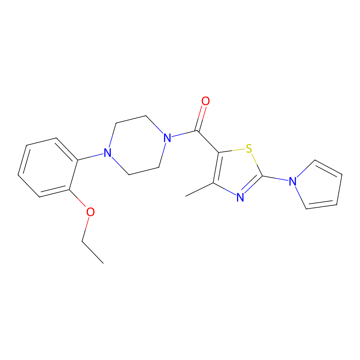 (4-(2-ethoxyphenyl)piperazin-1-yl)(4-methyl-2-(1H-pyrrol-1-yl)thiazol-5-yl)methanone molecular structure, CAS 1251600-14-2