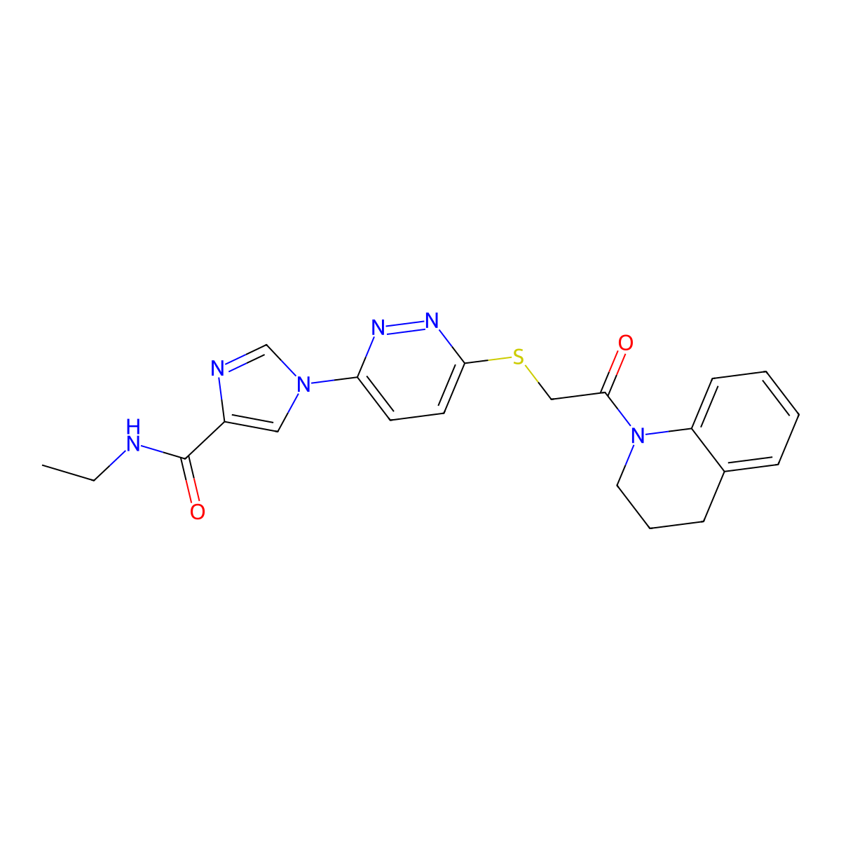 N-ethyl-1-(6-{[2-oxo-2-(1,2,3,4-tetrahydroquinolin-1-yl)ethyl]sulfanyl}pyridazin-3-yl)-1H-imidazole-4-carboxamide molecular structure, CAS 1251600-15-3