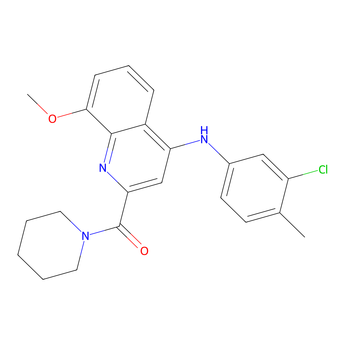 N-(3-chloro-4-methylphenyl)-8-methoxy-2-(piperidine-1-carbonyl)quinolin-4-amine molecular structure, CAS 1251600-19-7