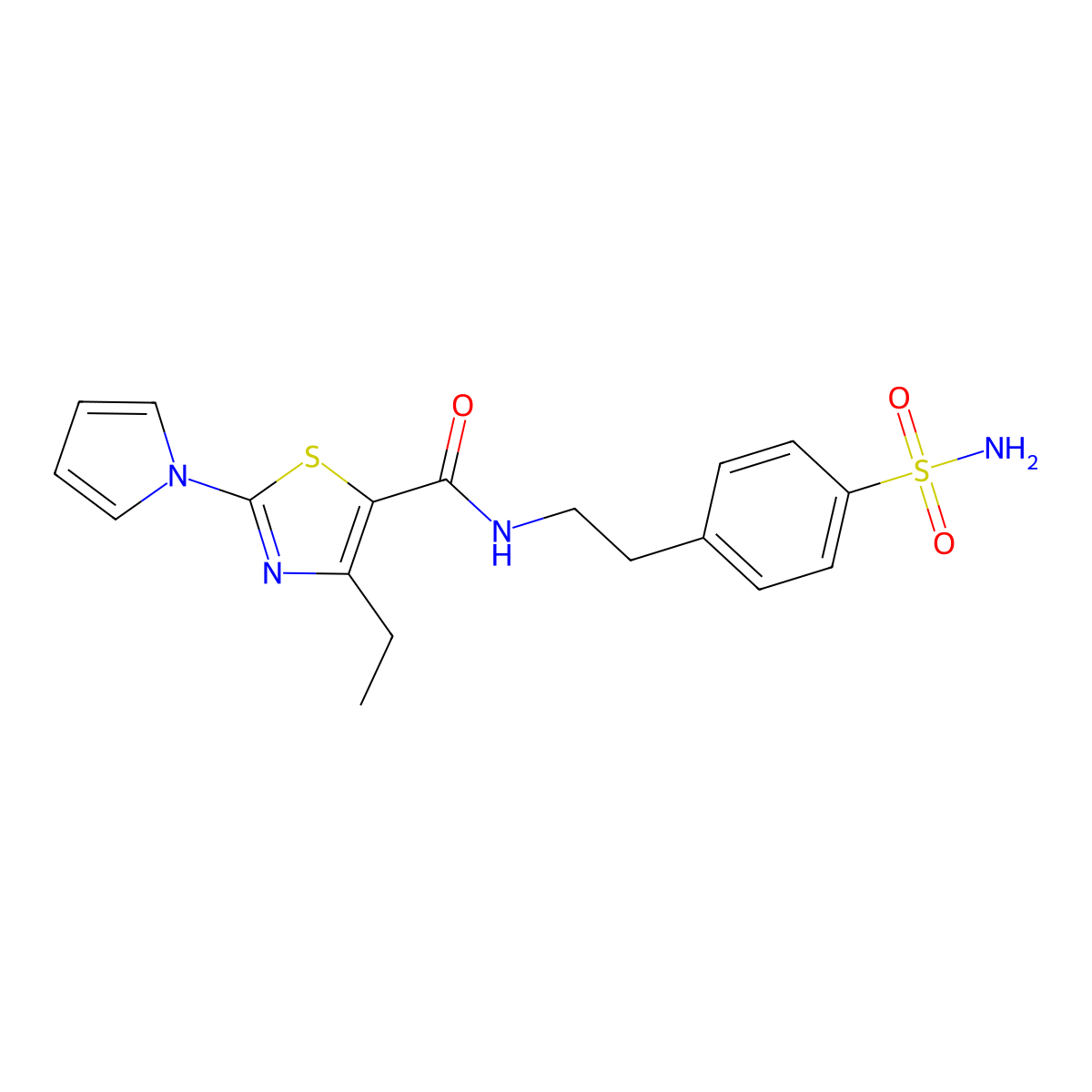 4-ethyl-2-(1H-pyrrol-1-yl)-N-(4-sulfamoylphenethyl)thiazole-5-carboxamide molecular structure, CAS 1251600-21-1