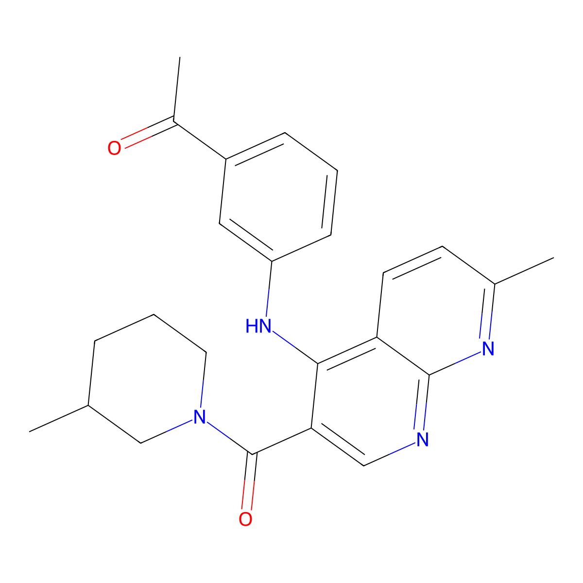 1-(3-((7-Methyl-3-(3-methylpiperidine-1-carbonyl)-1,8-naphthyridin-4-yl)amino)phenyl)ethanone molecular structure, CAS 1251600-23-3