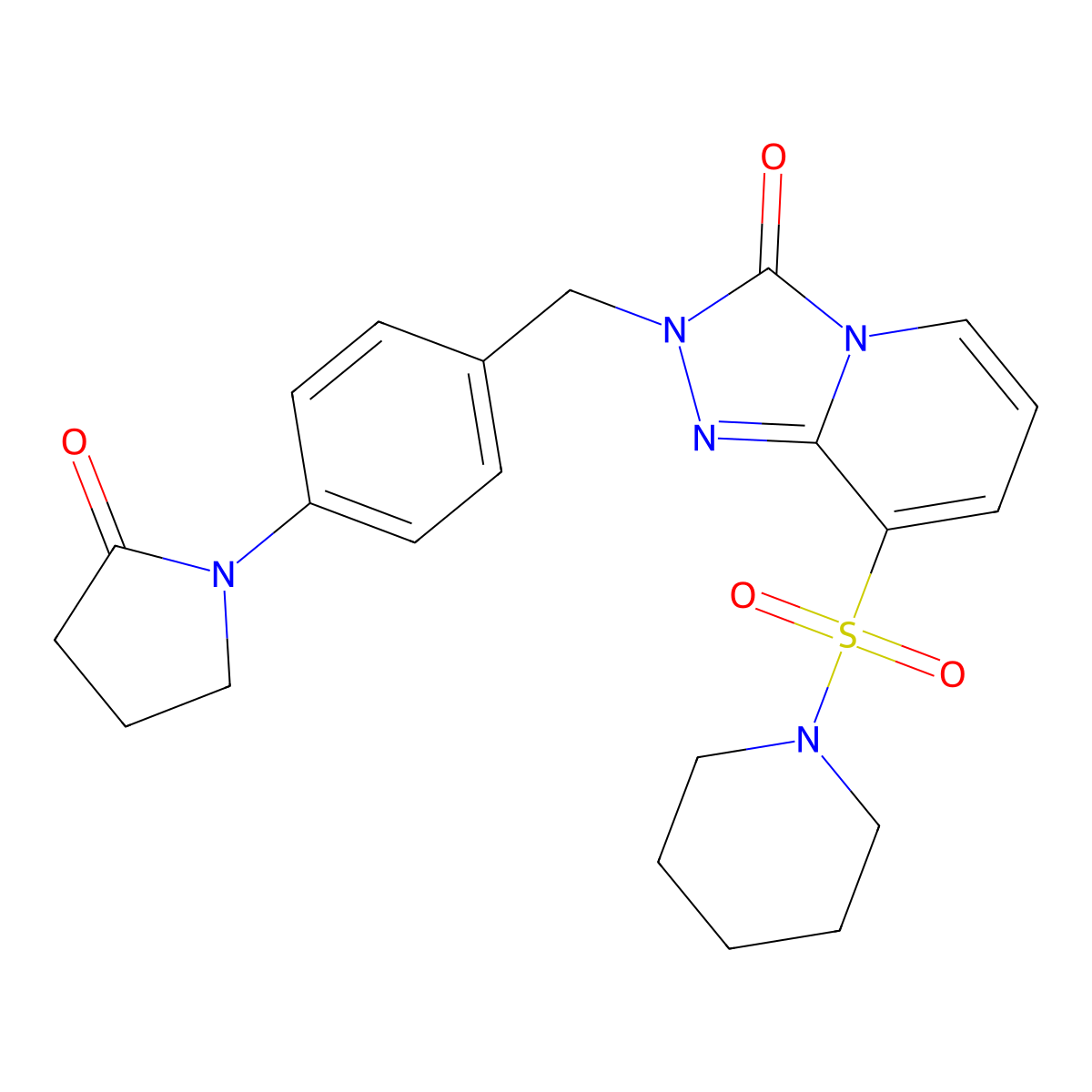 1-(4-{[3-oxo-8-(piperidine-1-sulfonyl)-2H,3H-[1,2,4]triazolo[4,3-a]pyridin-2-yl]methyl}phenyl)pyrrolidin-2-one molecular structure, CAS 1251600-27-7