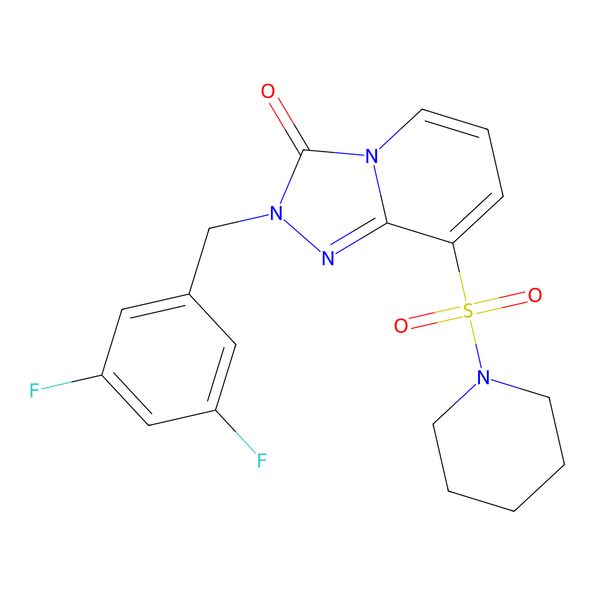 2-(3,5-difluorobenzyl)-8-(piperidin-1-ylsulfonyl)[1,2,4]triazolo[4,3-a]pyridin-3(2H)-one molecular structure, CAS 1251600-34-6