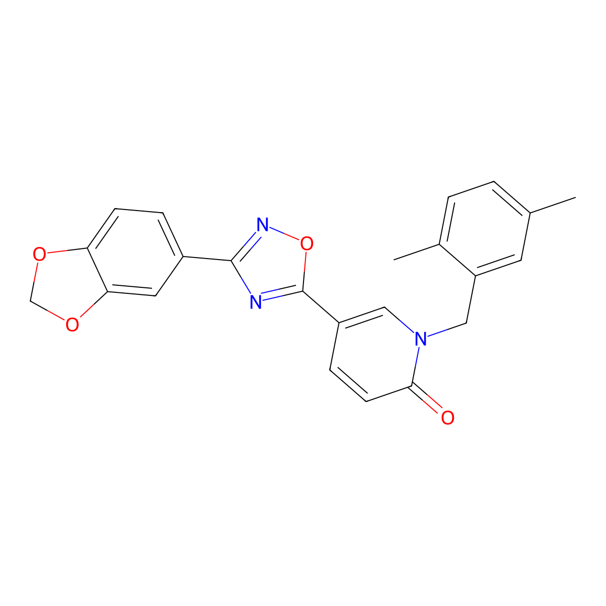 5-(3-(benzo[d][1,3]dioxol-5-yl)-1,2,4-oxadiazol-5-yl)-1-(2,5-dimethylbenzyl)pyridin-2(1H)-one molecular structure, CAS 1251600-44-8