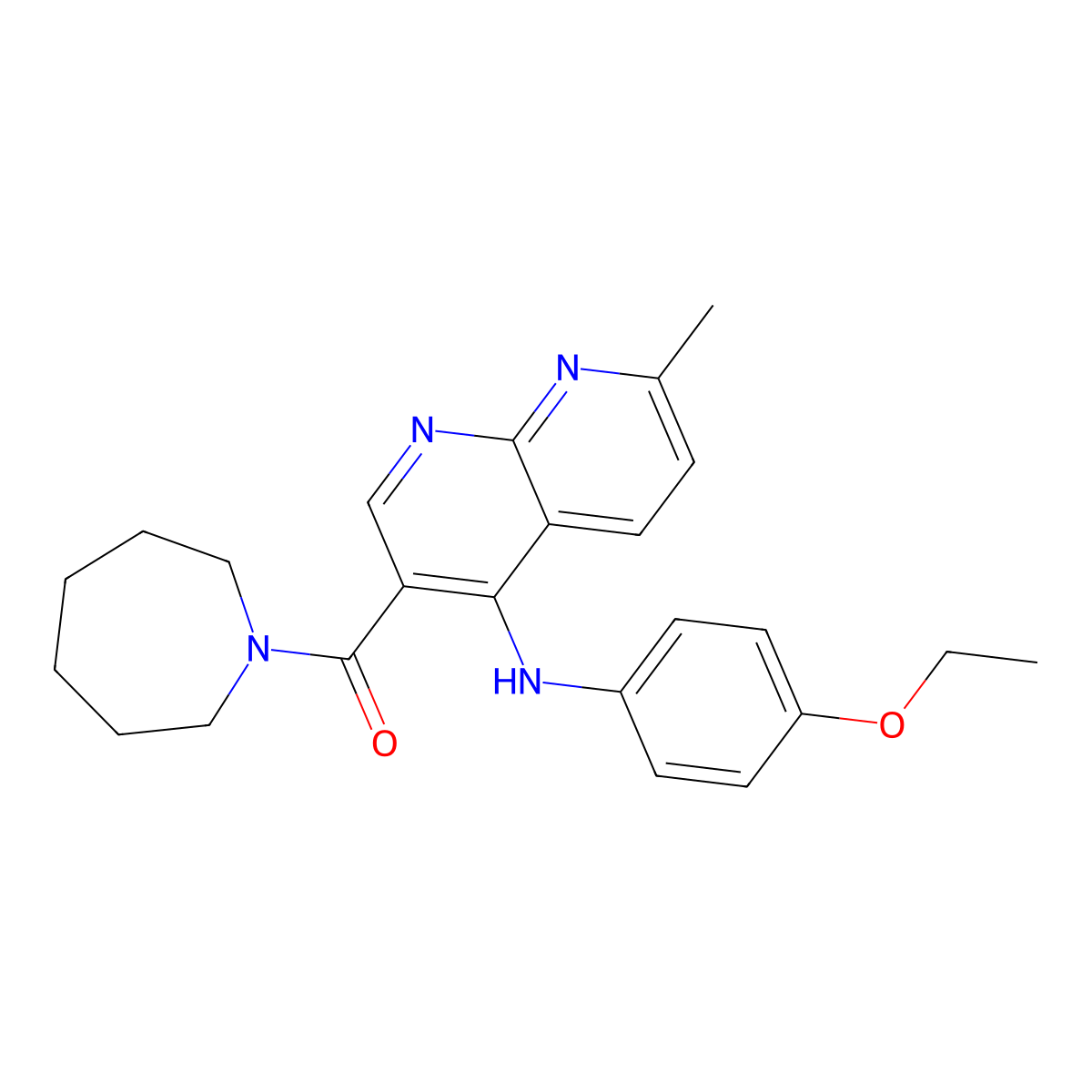 3-(azepane-1-carbonyl)-N-(4-ethoxyphenyl)-7-methyl-1,8-naphthyridin-4-amine molecular structure, CAS 1251600-48-2