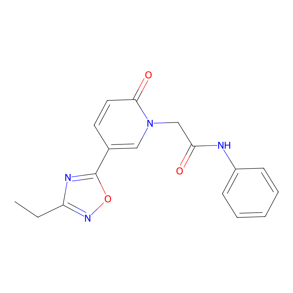 2-(5-(3-ethyl-1,2,4-oxadiazol-5-yl)-2-oxopyridin-1(2H)-yl)-N-phenylacetamide molecular structure, CAS 1251600-49-3
