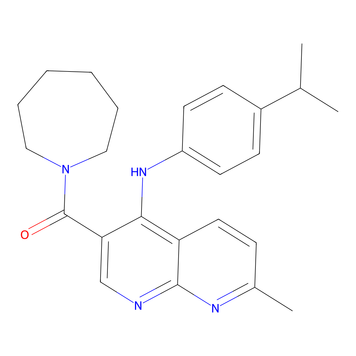 3-(azepan-1-ylcarbonyl)-N-(4-isopropylphenyl)-7-methyl-1,8-naphthyridin-4-amine molecular structure, CAS 1251600-60-8