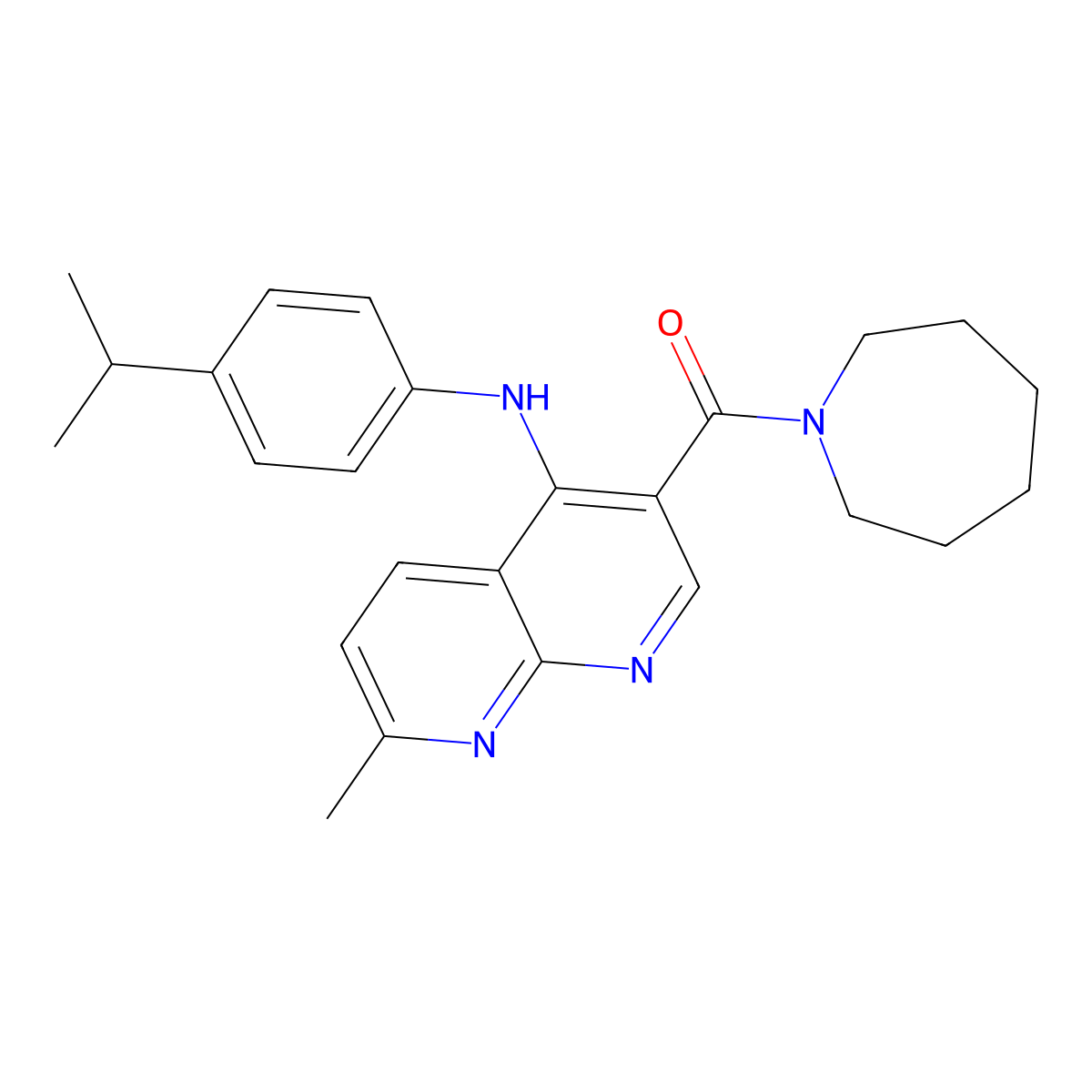3-(azepan-1-ylcarbonyl)-N-(4-isopropylphenyl)-7-methyl-1,8-naphthyridin-4-amine molecular structure, CAS 1251600-60-8