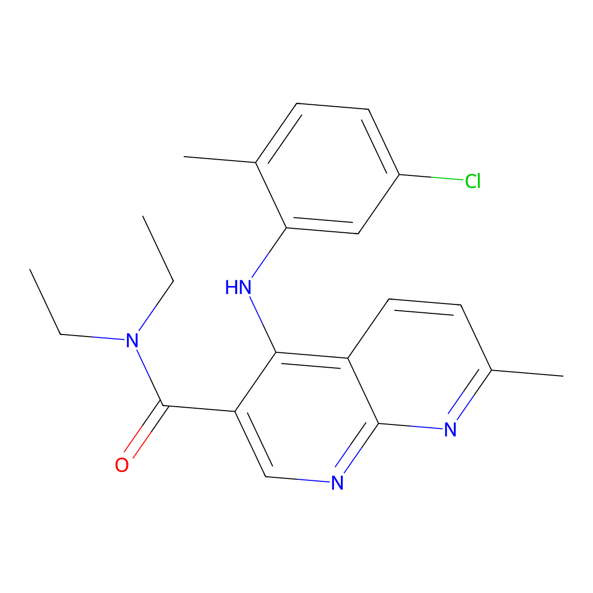 4-[(5-chloro-2-methylphenyl)amino]-N,N-diethyl-7-methyl-1,8-naphthyridine-3-carboxamide molecular structure, CAS 1251600-63-1
