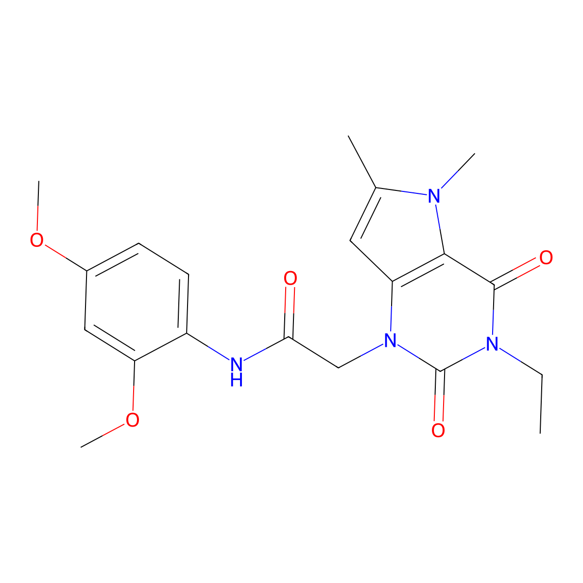 N-(2,4-dimethoxyphenyl)-2-(3-ethyl-5,6-dimethyl-2,4-dioxo-2,3,4,5-tetrahydro-1H-pyrrolo[3,2-d]pyrimidin-1-yl)acetamide molecular structure, CAS 1251600-66-4