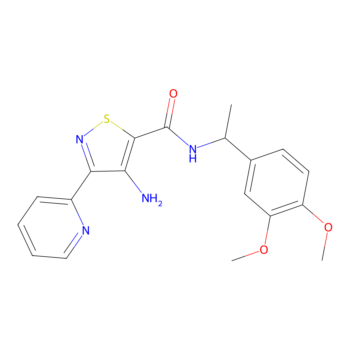 4-Amino-N-[1-(3,4-dimethoxyphenyl)ethyl]-3-(pyridin-2-YL)-1,2-thiazole-5-carboxamide molecular structure, CAS 1251600-70-0