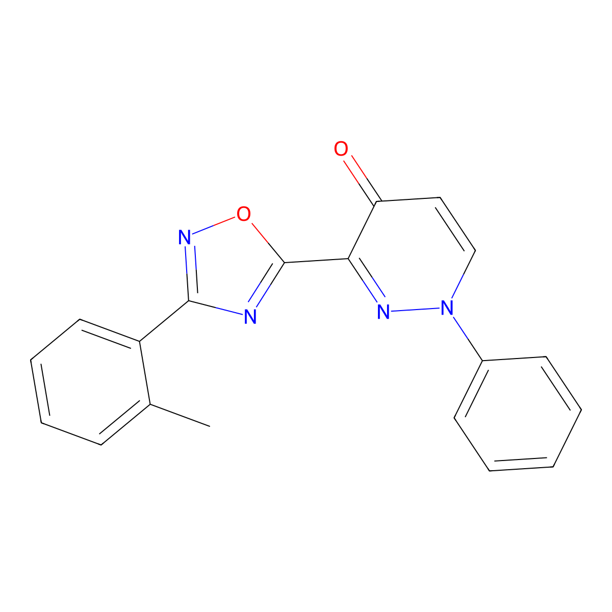 1-phenyl-3-(3-(o-tolyl)-1,2,4-oxadiazol-5-yl)pyridazin-4(1H)-one molecular structure, CAS 1251600-77-7