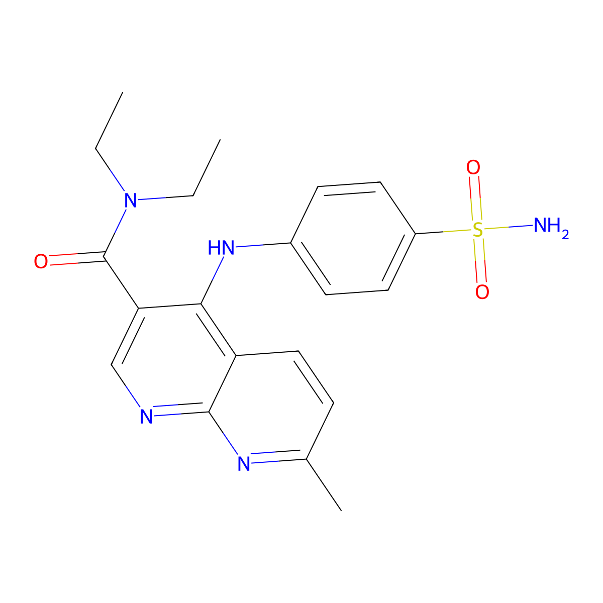 N,N-diethyl-7-methyl-4-[(4-sulfamoylphenyl)amino]-1,8-naphthyridine-3-carboxamide molecular structure, CAS 1251600-79-9