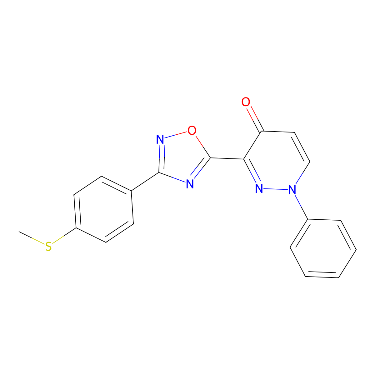 3-(3-(4-(methylthio)phenyl)-1,2,4-oxadiazol-5-yl)-1-phenylpyridazin-4(1H)-one molecular structure, CAS 1251600-81-3