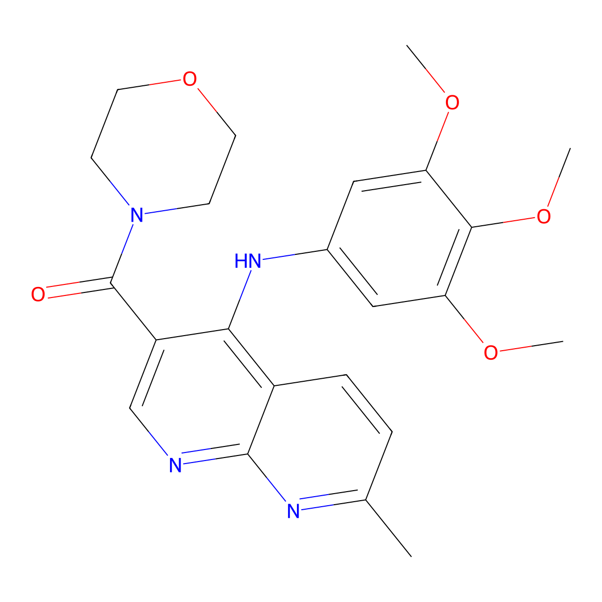 (7-Methyl-4-((3,4,5-trimethoxyphenyl)amino)-1,8-naphthyridin-3-yl)(morpholino)methanone molecular structure, CAS 1251600-83-5