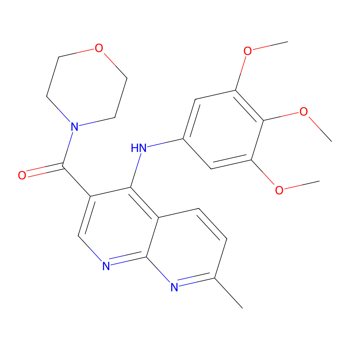 (7-Methyl-4-((3,4,5-trimethoxyphenyl)amino)-1,8-naphthyridin-3-yl)(morpholino)methanone molecular structure, CAS 1251600-83-5