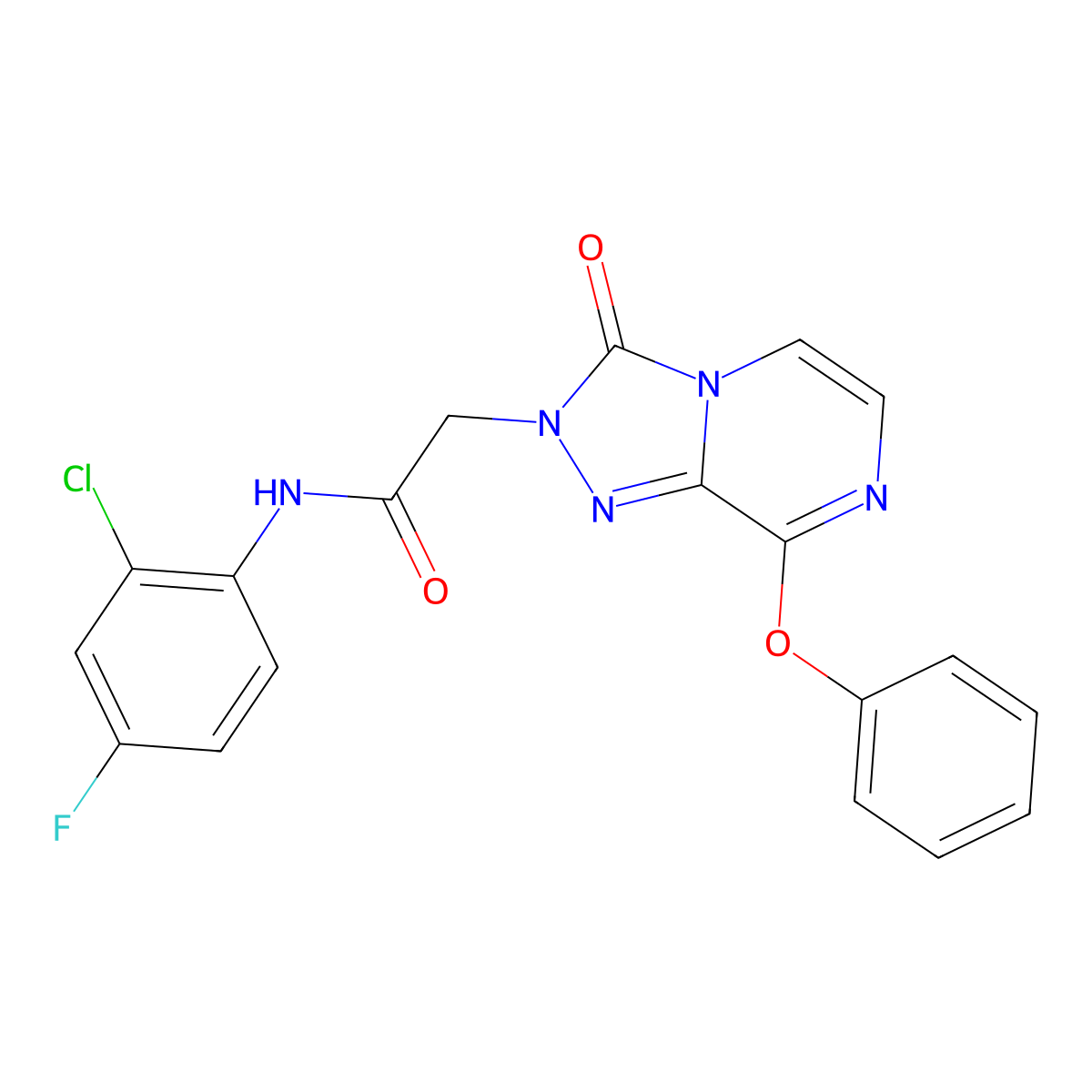 N-(2-chloro-4-fluorophenyl)-2-(3-oxo-8-phenoxy-[1,2,4]triazolo[4,3-a]pyrazin-2(3H)-yl)acetamide molecular structure, CAS 1251600-84-6