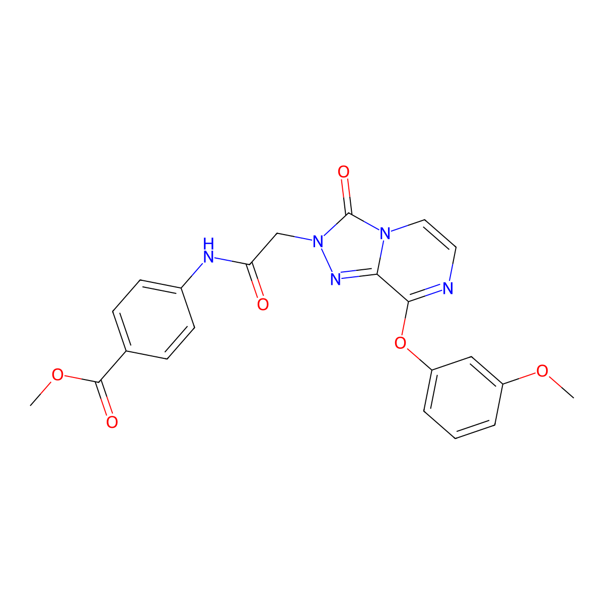 methyl 4-(2-(8-(3-methoxyphenoxy)-3-oxo-[1,2,4]triazolo[4,3-a]pyrazin-2(3H)-yl)acetamido)benzoate molecular structure, CAS 1251600-97-1