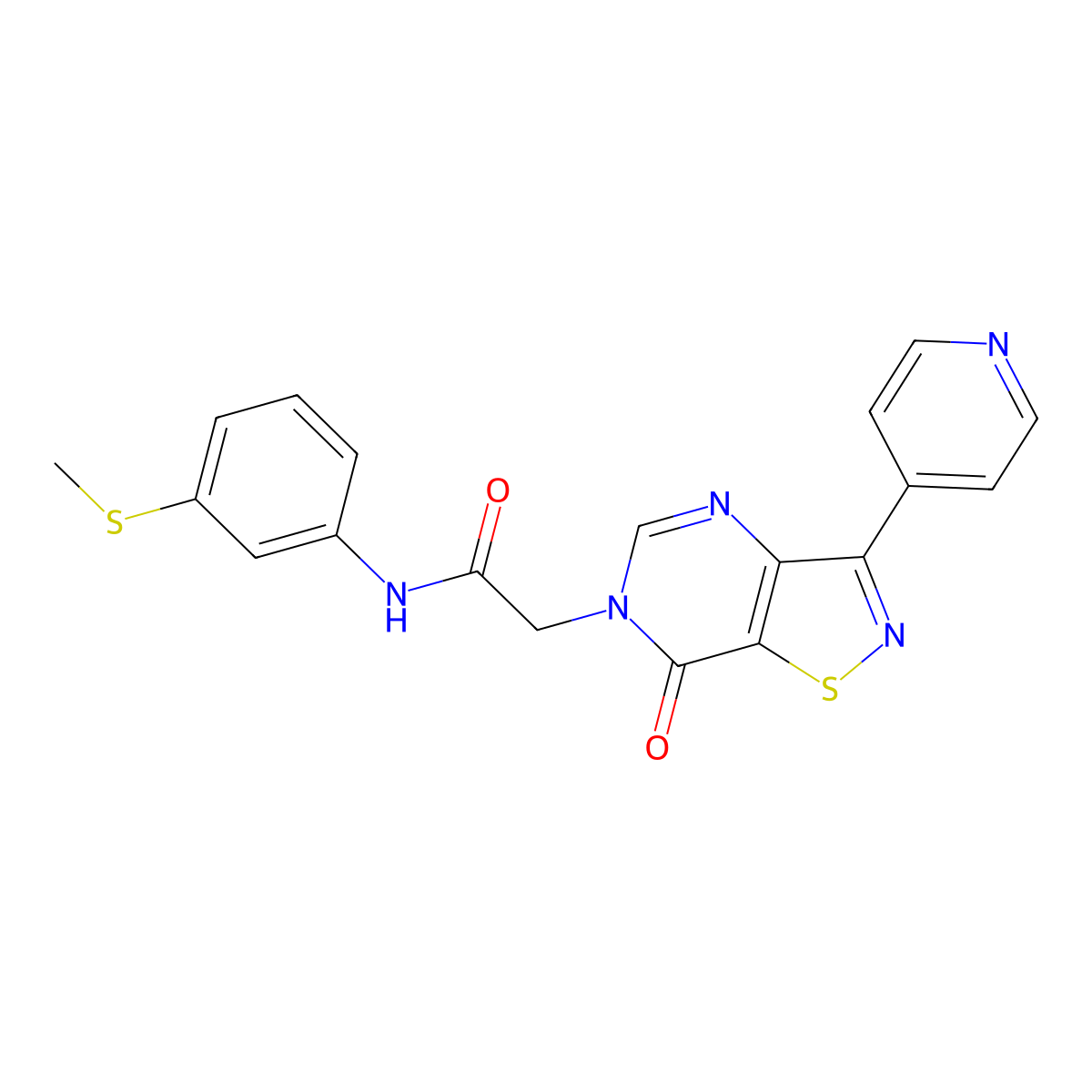 N-(3-(methylthio)phenyl)-2-(7-oxo-3-(pyridin-4-yl)isothiazolo[4,5-d]pyrimidin-6(7H)-yl)acetamide molecular structure, CAS 1251601-10-1