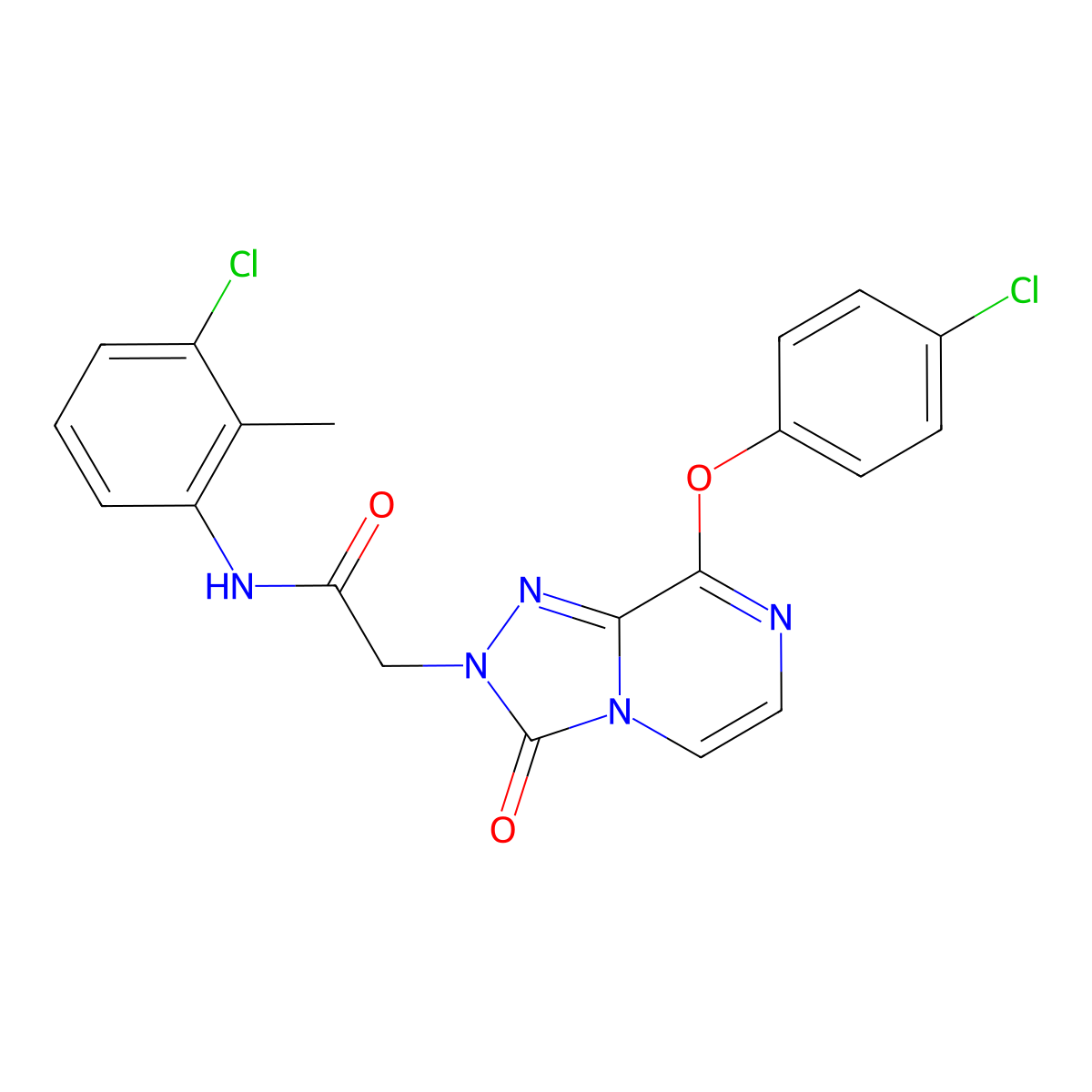 N-(3-chloro-2-methylphenyl)-2-(8-(4-chlorophenoxy)-3-oxo-[1,2,4]triazolo[4,3-a]pyrazin-2(3H)-yl)acetamide molecular structure, CAS 1251601-15-6