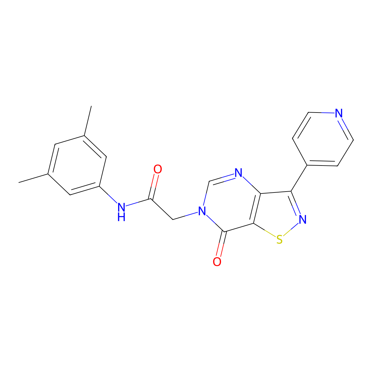 N-(3,5-dimethylphenyl)-2-(7-oxo-3-(pyridin-4-yl)isothiazolo[4,5-d]pyrimidin-6(7H)-yl)acetamide molecular structure, CAS 1251601-17-8