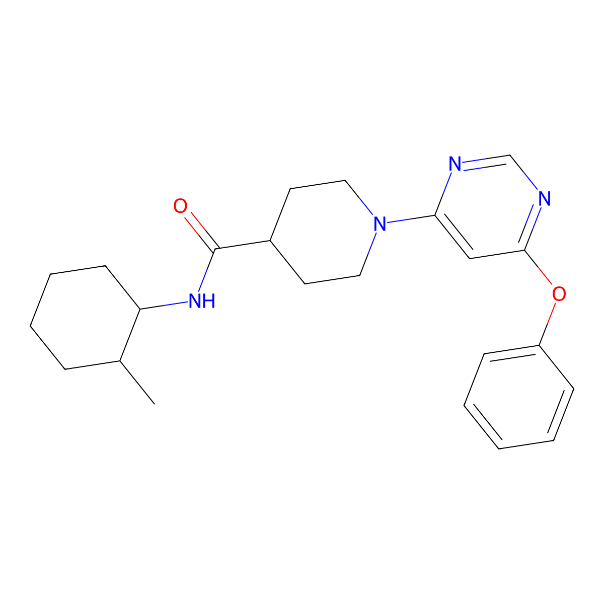 N-(2-methylcyclohexyl)-1-(6-phenoxypyrimidin-4-yl)piperidine-4-carboxamide molecular structure, CAS 1251601-25-8
