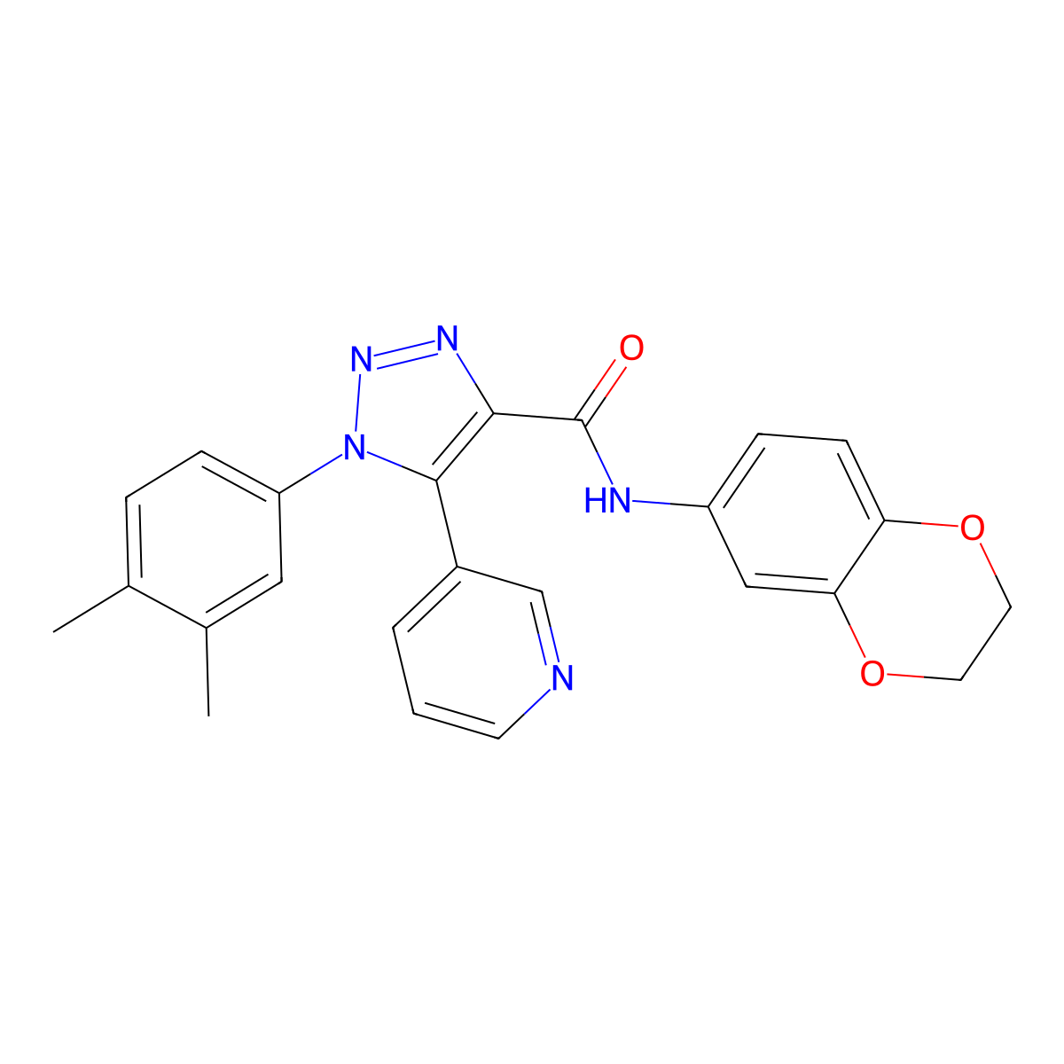 N-(2,3-dihydro-1,4-benzodioxin-6-yl)-1-(3,4-dimethylphenyl)-5-(pyridin-3-yl)-1H-1,2,3-triazole-4-carboxamide molecular structure, CAS 1251601-27-0