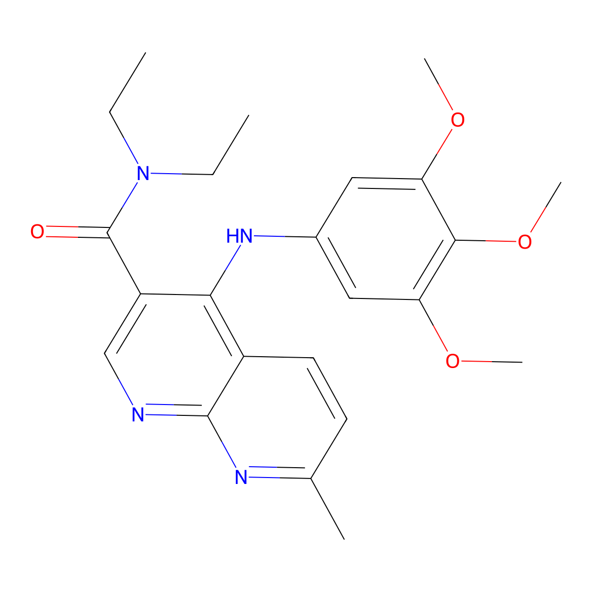 N,N-diethyl-7-methyl-4-[(3,4,5-trimethoxyphenyl)amino]-1,8-naphthyridine-3-carboxamide molecular structure, CAS 1251601-28-1