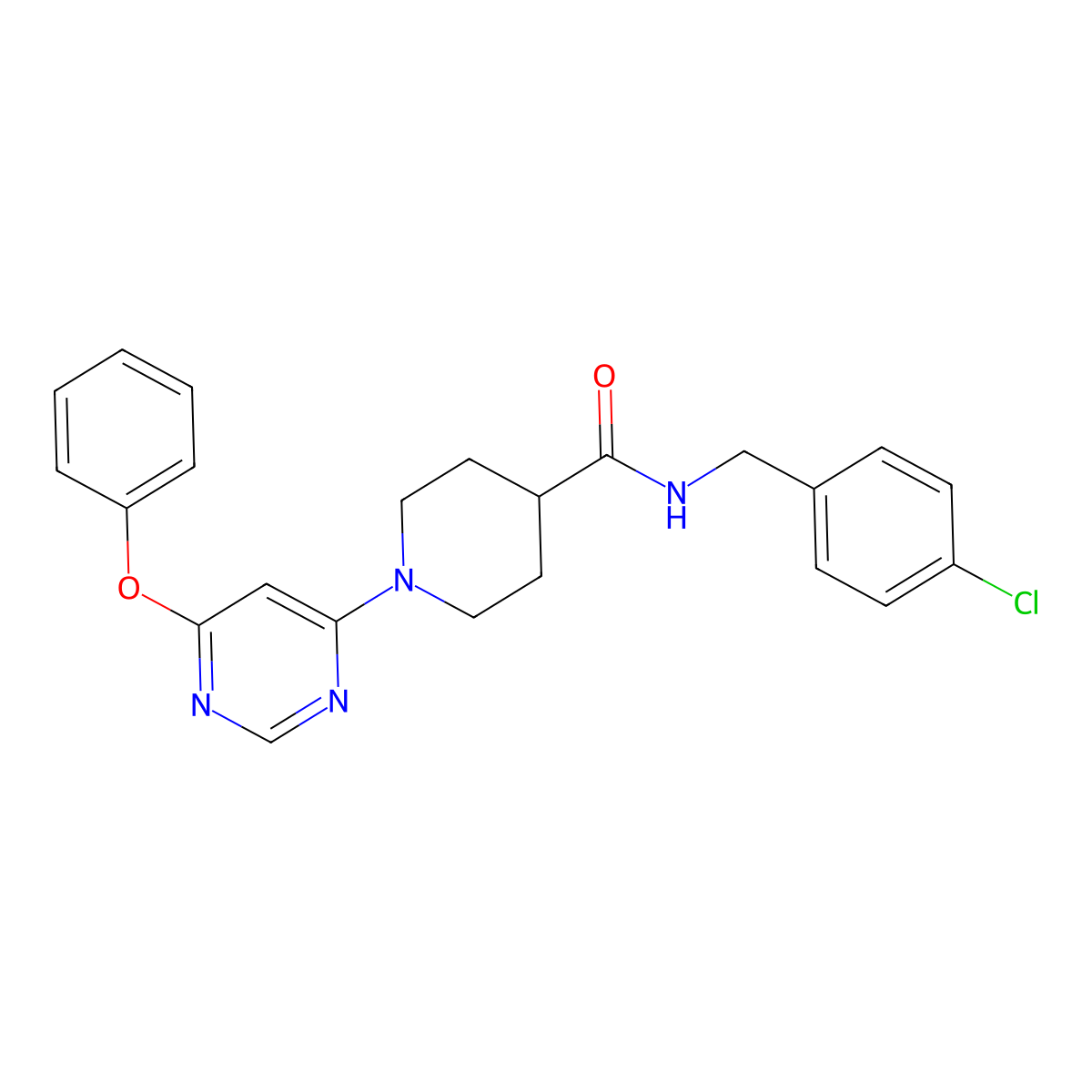 N-(4-chlorobenzyl)-1-(6-phenoxypyrimidin-4-yl)piperidine-4-carboxamide molecular structure, CAS 1251601-37-2