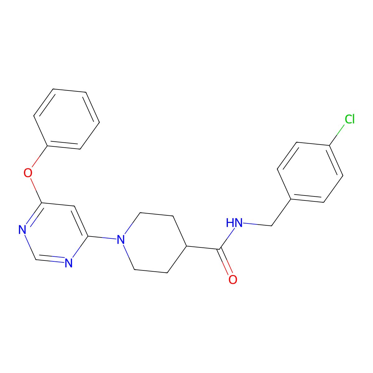 N-(4-chlorobenzyl)-1-(6-phenoxypyrimidin-4-yl)piperidine-4-carboxamide molecular structure, CAS 1251601-37-2