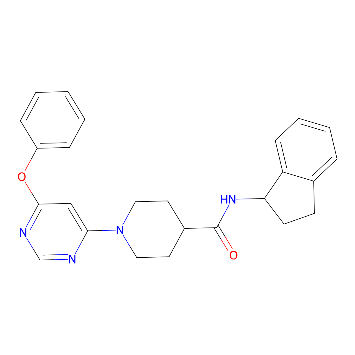 N-(2,3-dihydro-1H-inden-1-yl)-1-(6-phenoxypyrimidin-4-yl)piperidine-4-carboxamide molecular structure, CAS 1251601-44-1
