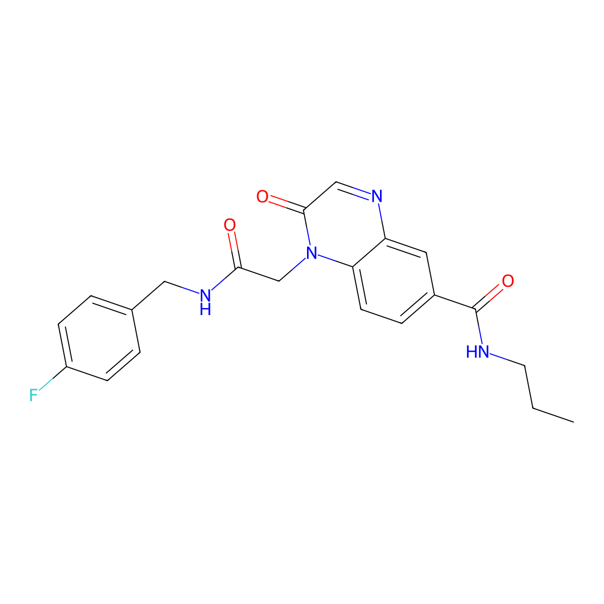 1-({[(4-fluorophenyl)methyl]carbamoyl}methyl)-2-oxo-N-propyl-1,2-dihydroquinoxaline-6-carboxamide molecular structure, CAS 1251601-49-6